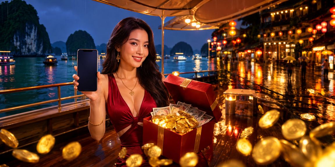 Người dùng tại vịnh Hạ Long thực hiện giao dịch thanh toán giải trí trực tuyến qua thiết bị di động